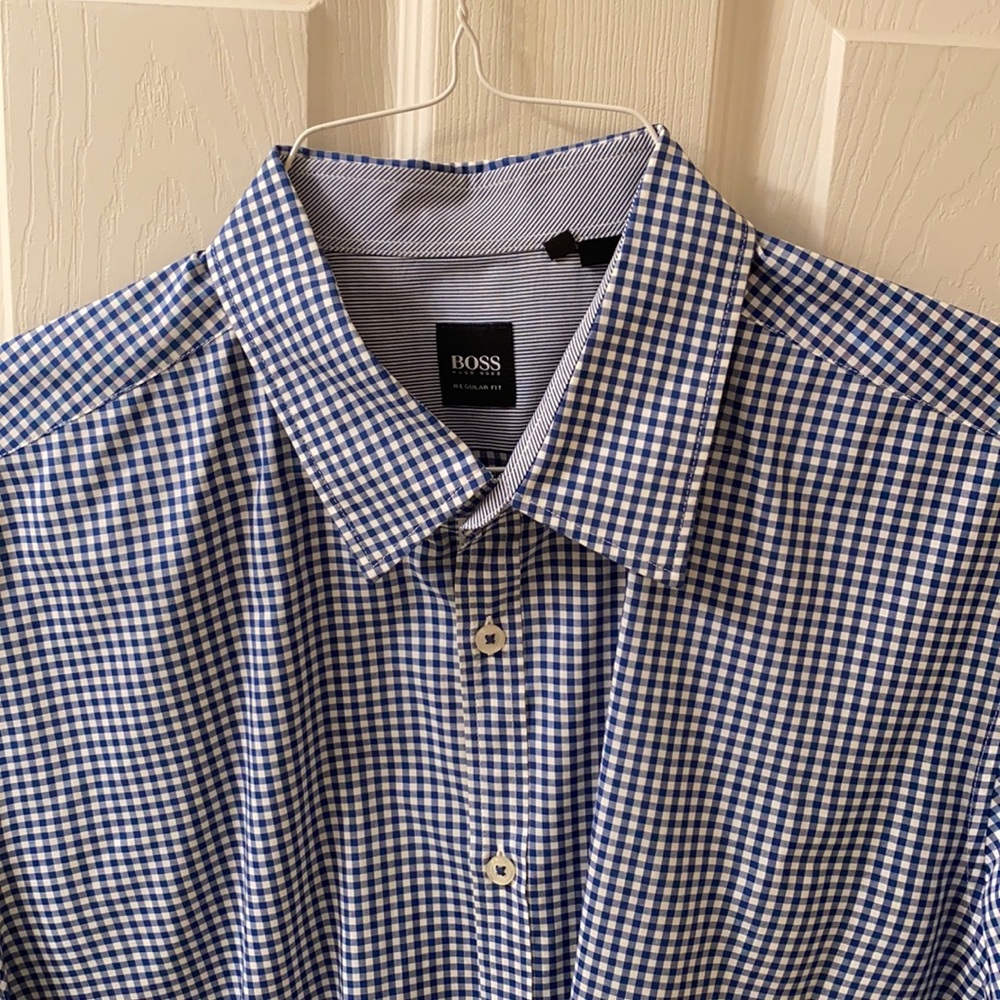 Hugo Boss Regular Fit Blue White Dress Shirt XL